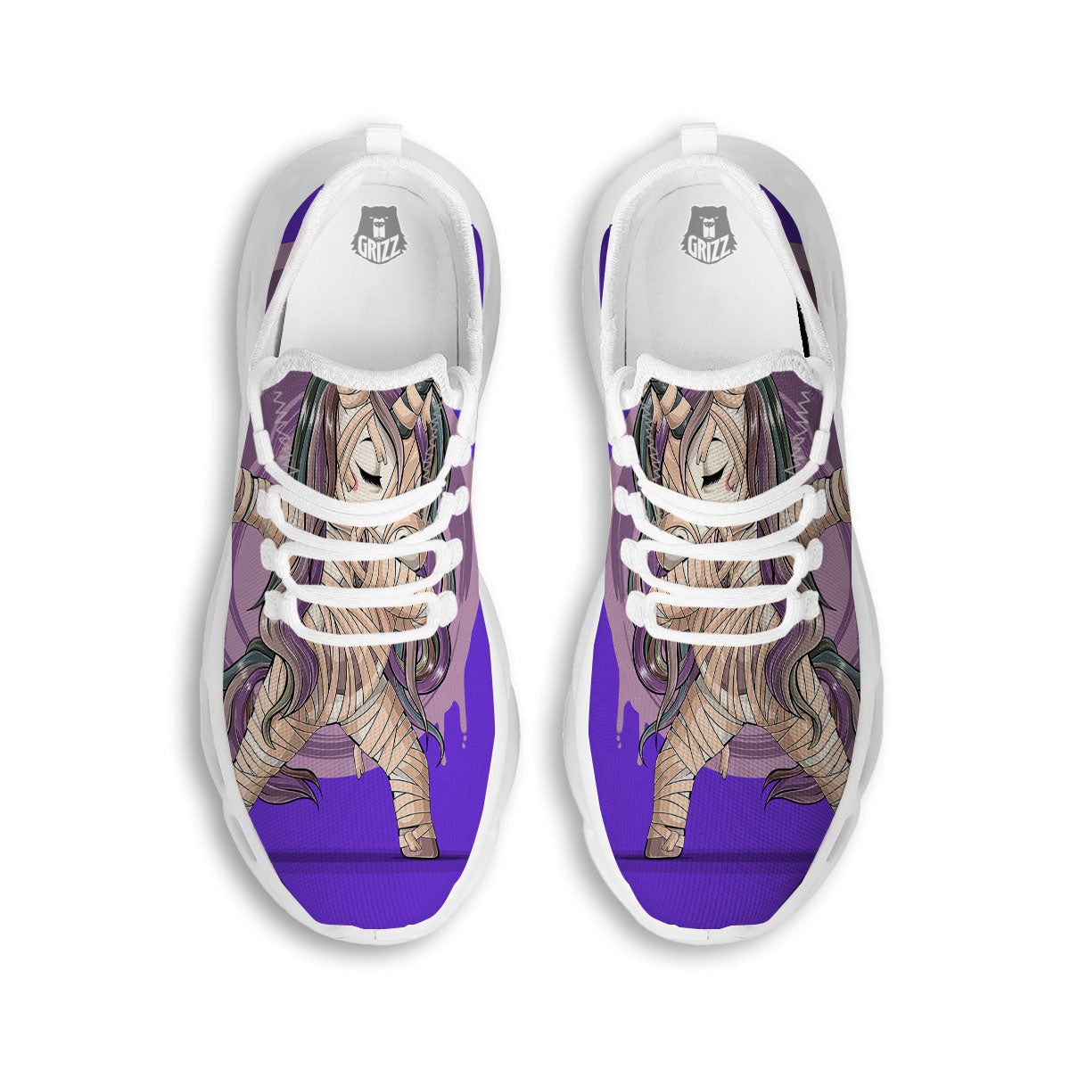 Mummy Unicorn Dap Print White Running Shoes-grizzshop