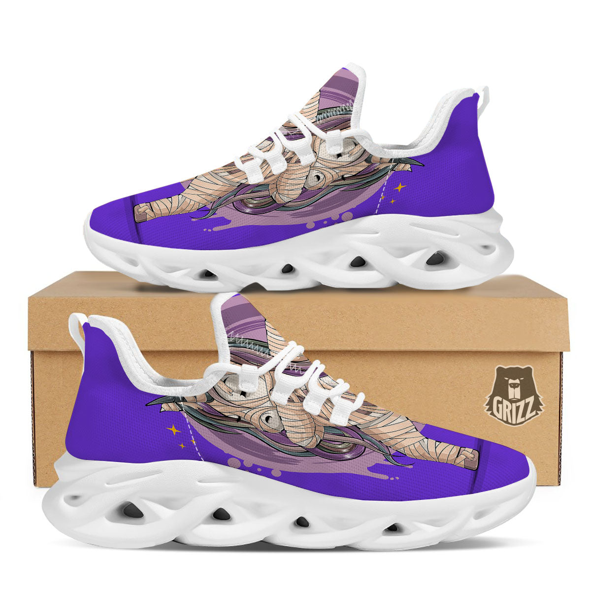 Mummy Unicorn Dap Print White Running Shoes-grizzshop