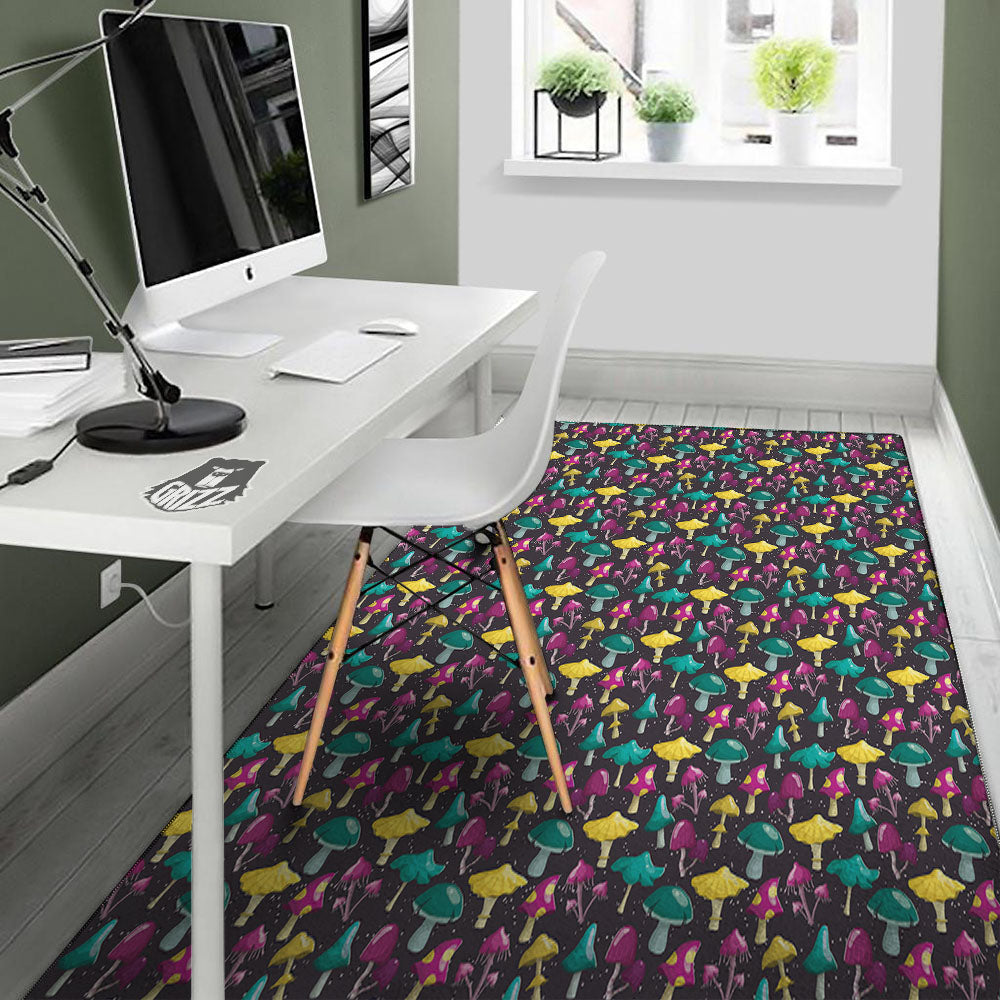 Mushroom Cartoon Print Pattern Floor Mat-grizzshop