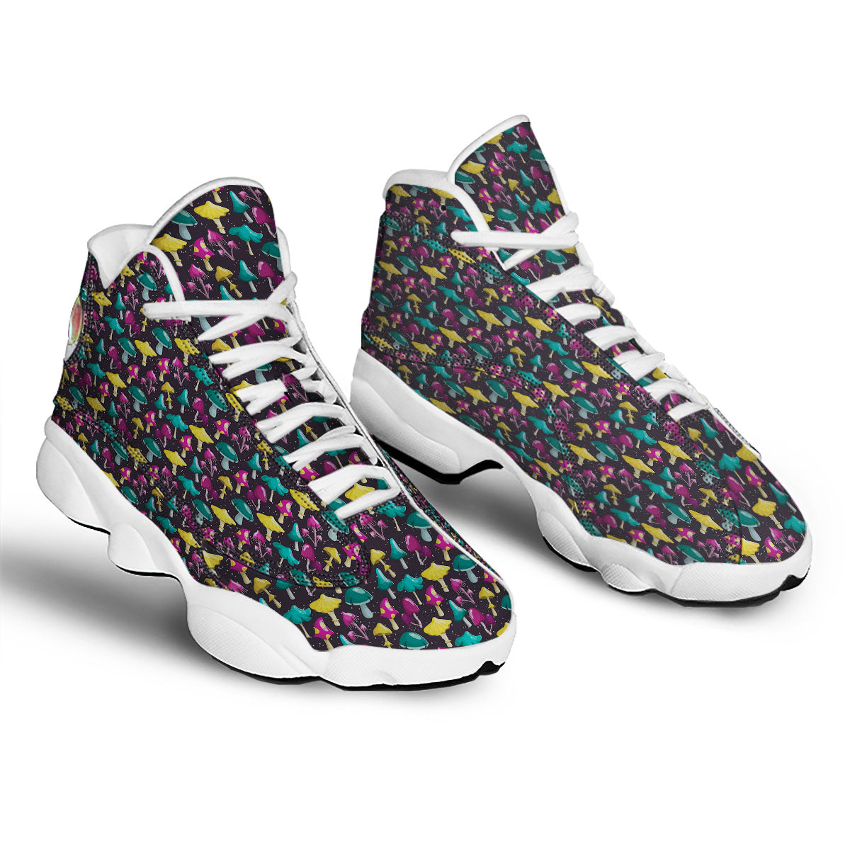 Mushroom Cartoon Print Pattern White Basketball Shoes-grizzshop