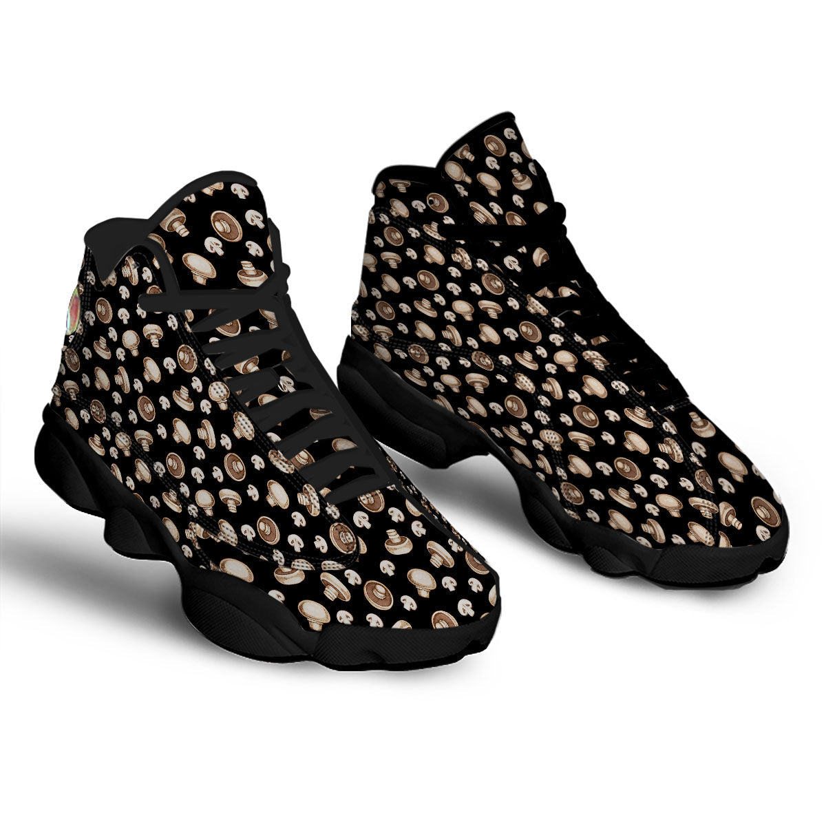 Mushroom Champignon Print Pattern Black Basketball Shoes-grizzshop