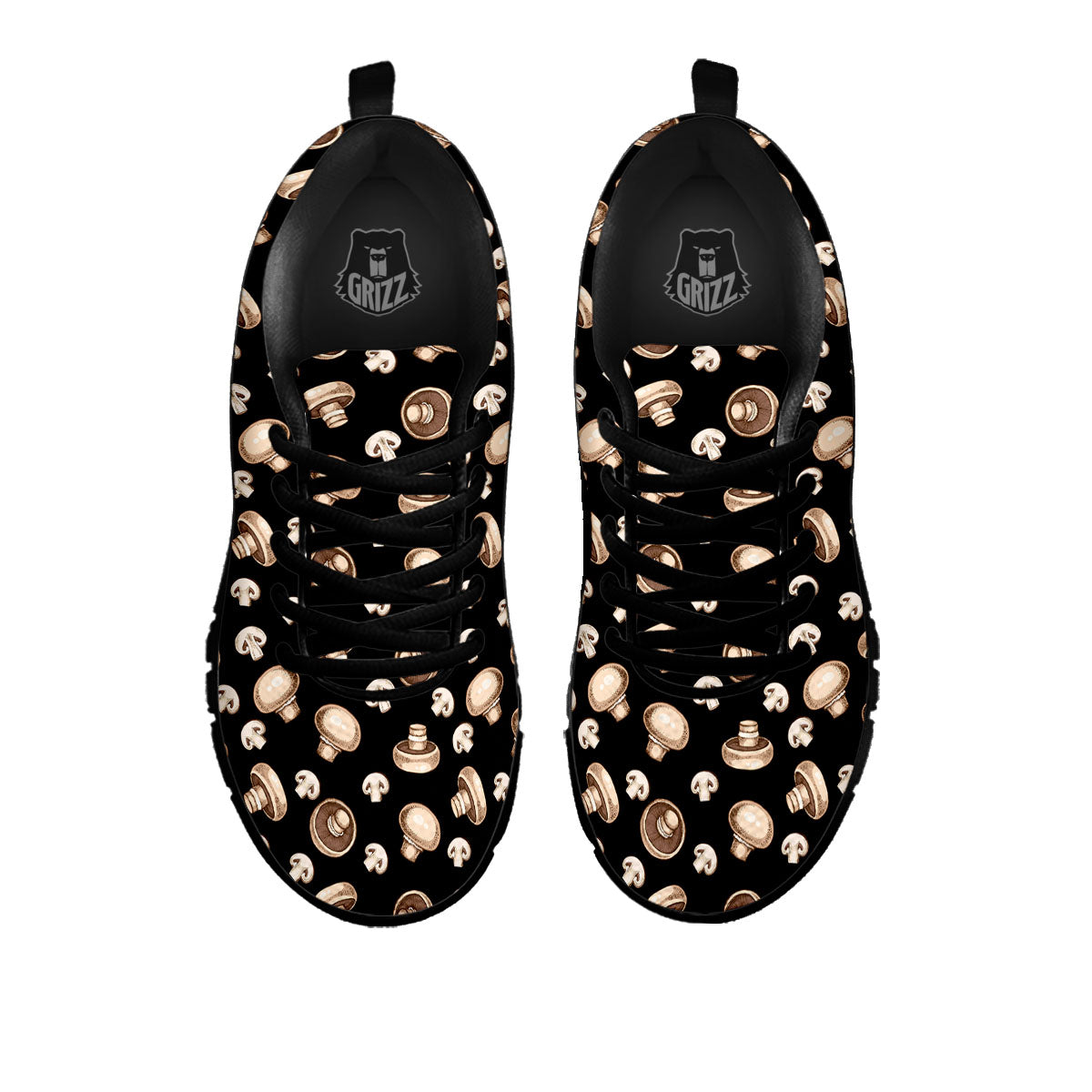 Mushroom Champignon Print Pattern Black Sneaker-grizzshop