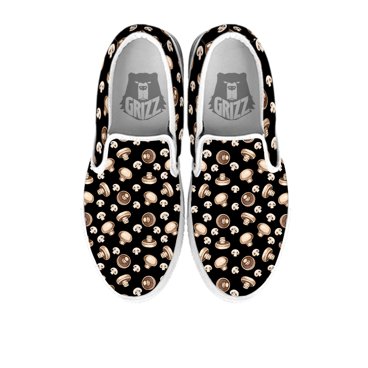 Mushroom Champignon Print Pattern White Slip On Shoes-grizzshop