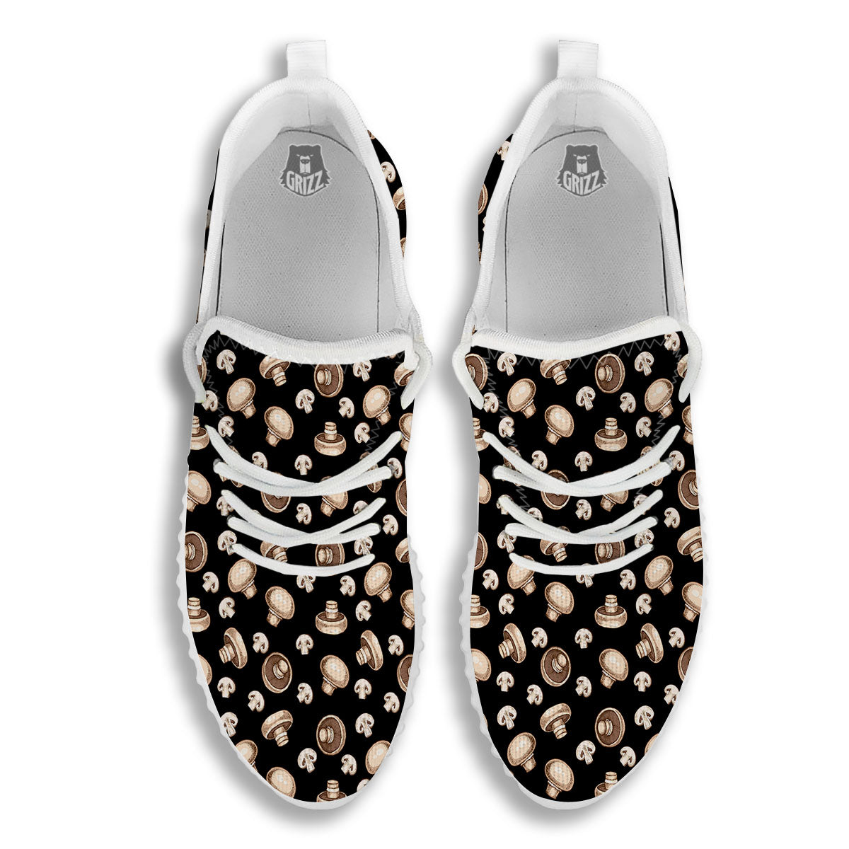Mushroom Champignon Print Pattern White Walking Shoes-grizzshop