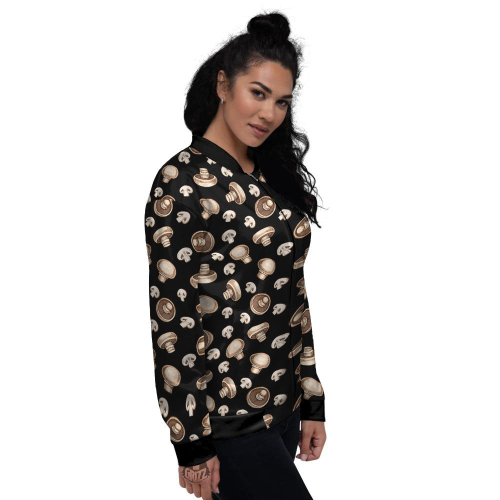 Mushroom Champignon Print Pattern Women's Bomber Jacket-grizzshop