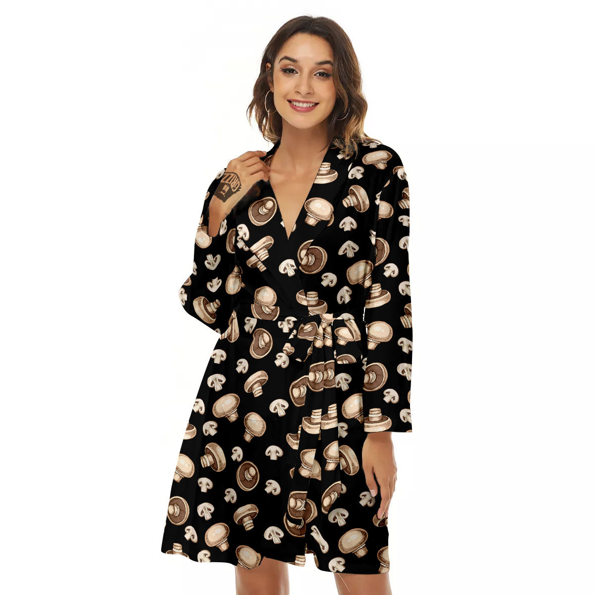 Mushroom Champignon Print Pattern Women's Robe-grizzshop