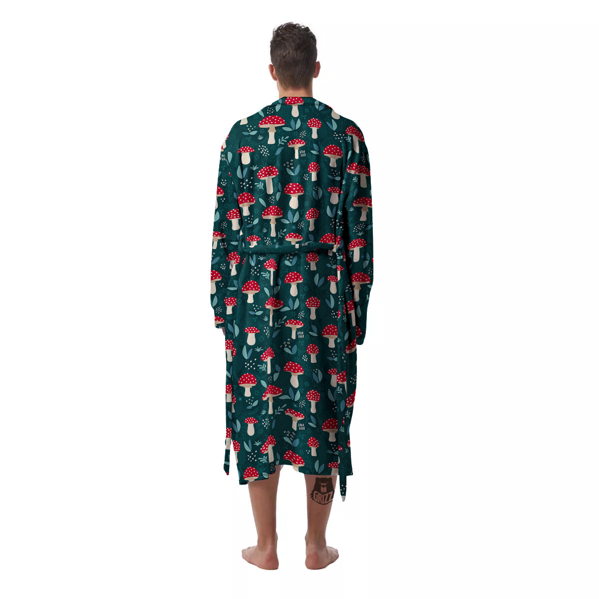 Mushroom Cute Print Pattern Men's Robe-grizzshop