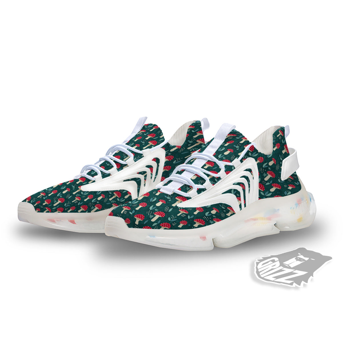 Mushroom Cute Print Pattern White Gym Shoes-grizzshop