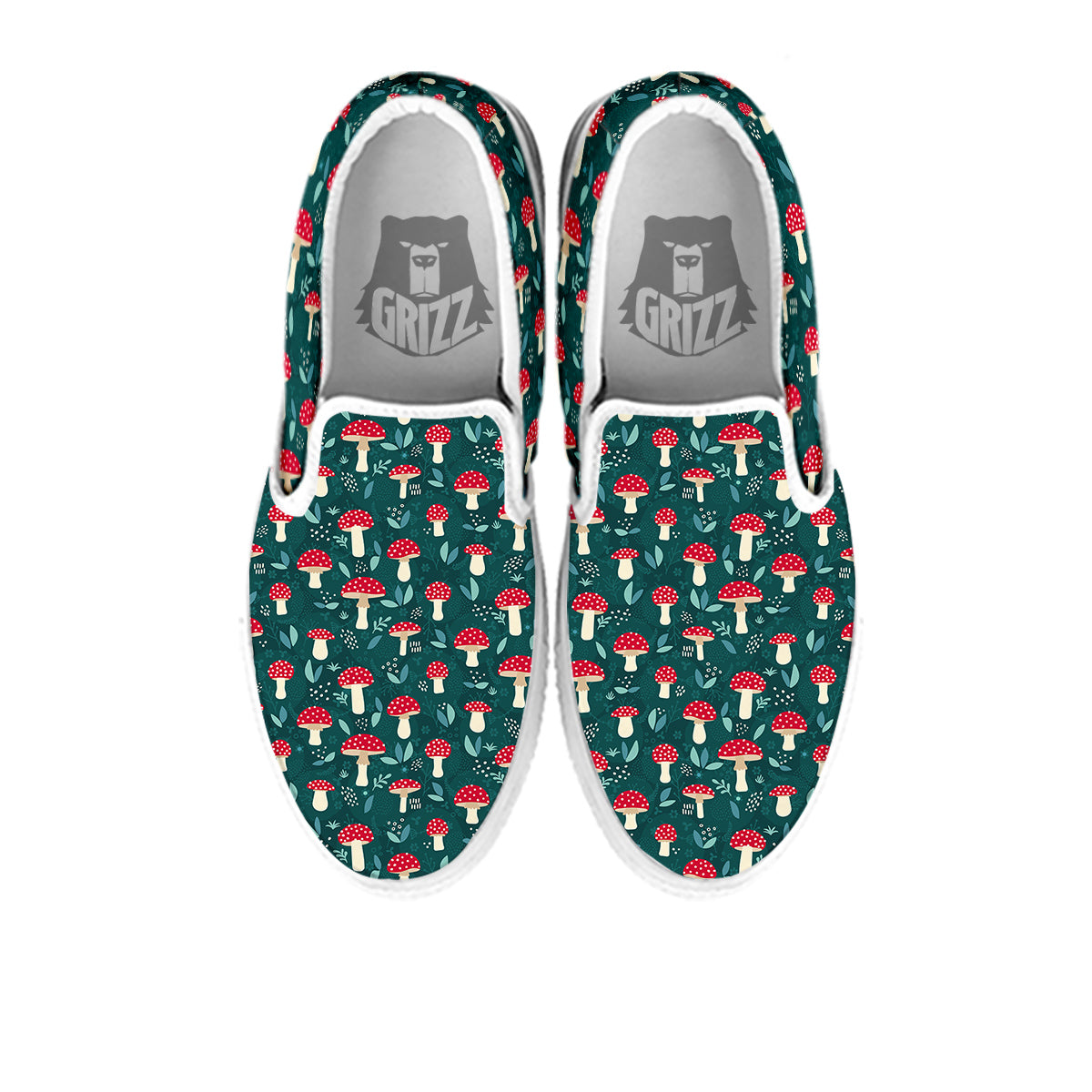 Mushroom Cute Print Pattern White Slip On Shoes-grizzshop