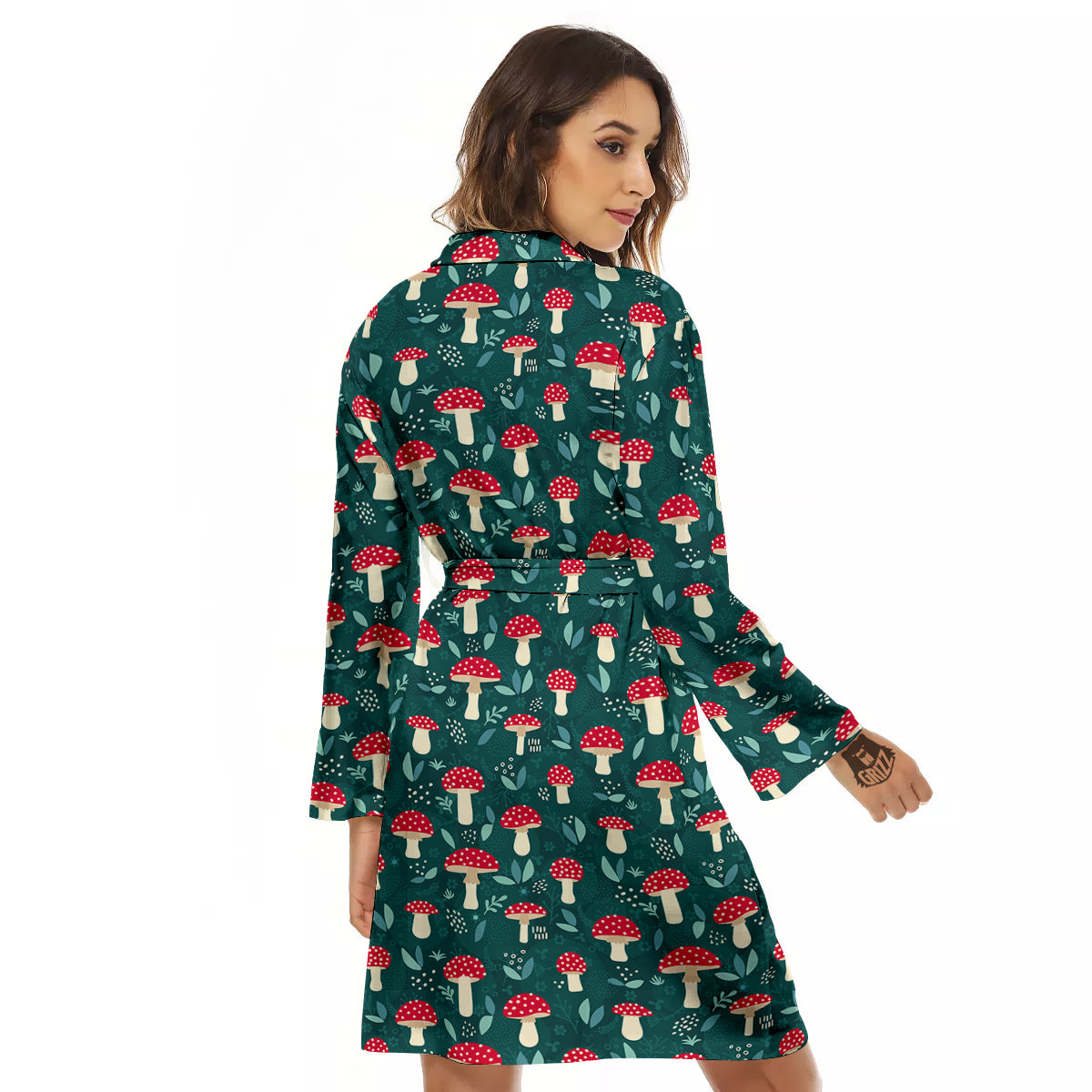 Mushroom Cute Print Pattern Women's Robe-grizzshop
