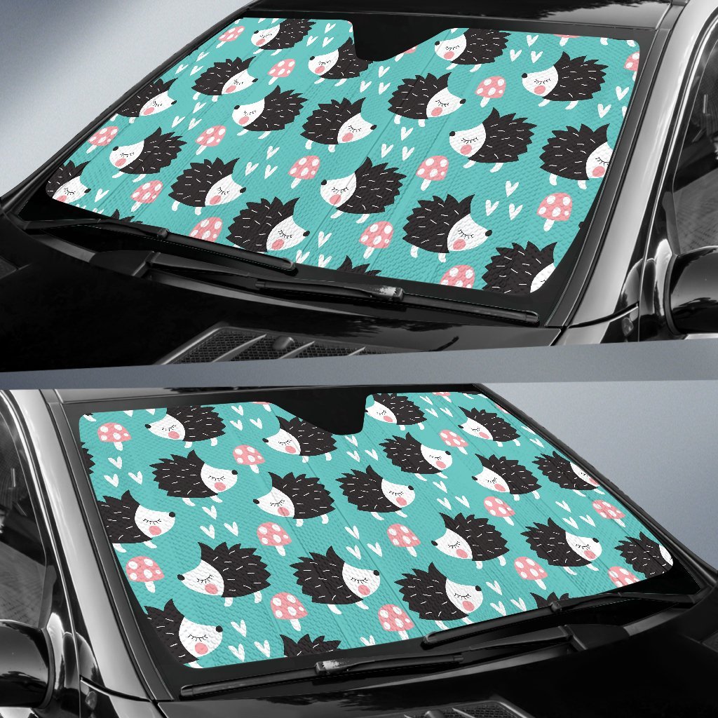 Mushroom Hedgehogs Car Sun Shade-grizzshop