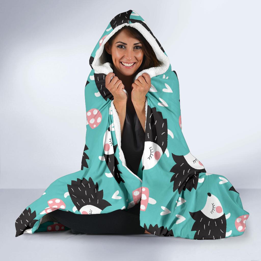 Mushroom Hedgehogs Hooded Blanket-grizzshop