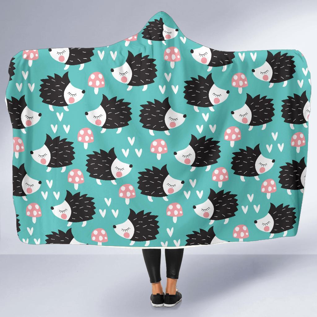 Mushroom Hedgehogs Hooded Blanket-grizzshop