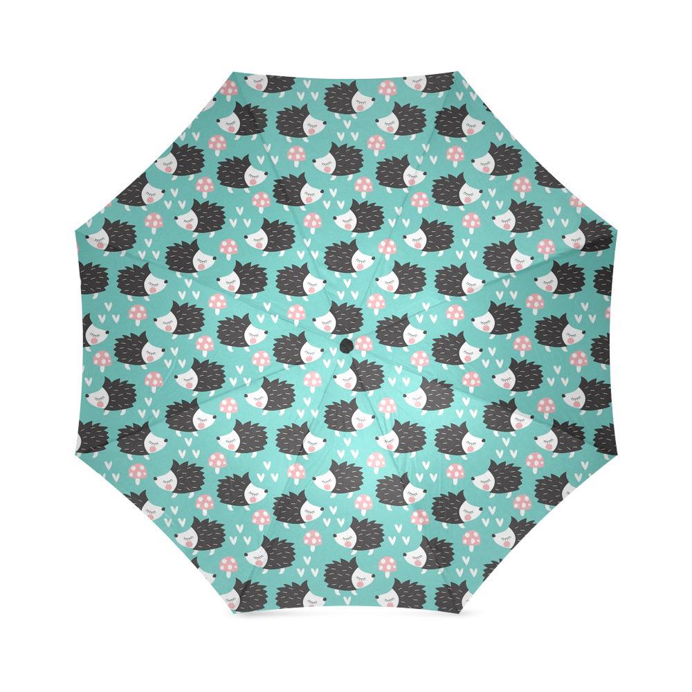 Mushroom Hedgehogs Pattern Print Foldable Umbrella-grizzshop