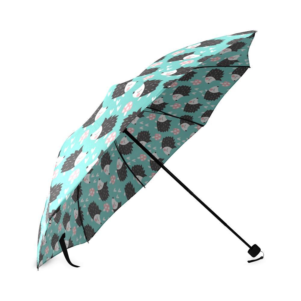 Mushroom Hedgehogs Pattern Print Foldable Umbrella-grizzshop
