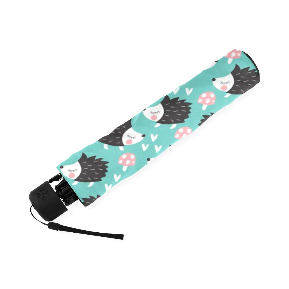 Mushroom Hedgehogs Pattern Print Foldable Umbrella-grizzshop