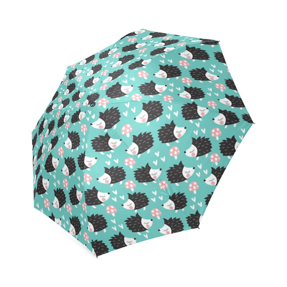 Mushroom Hedgehogs Pattern Print Foldable Umbrella-grizzshop