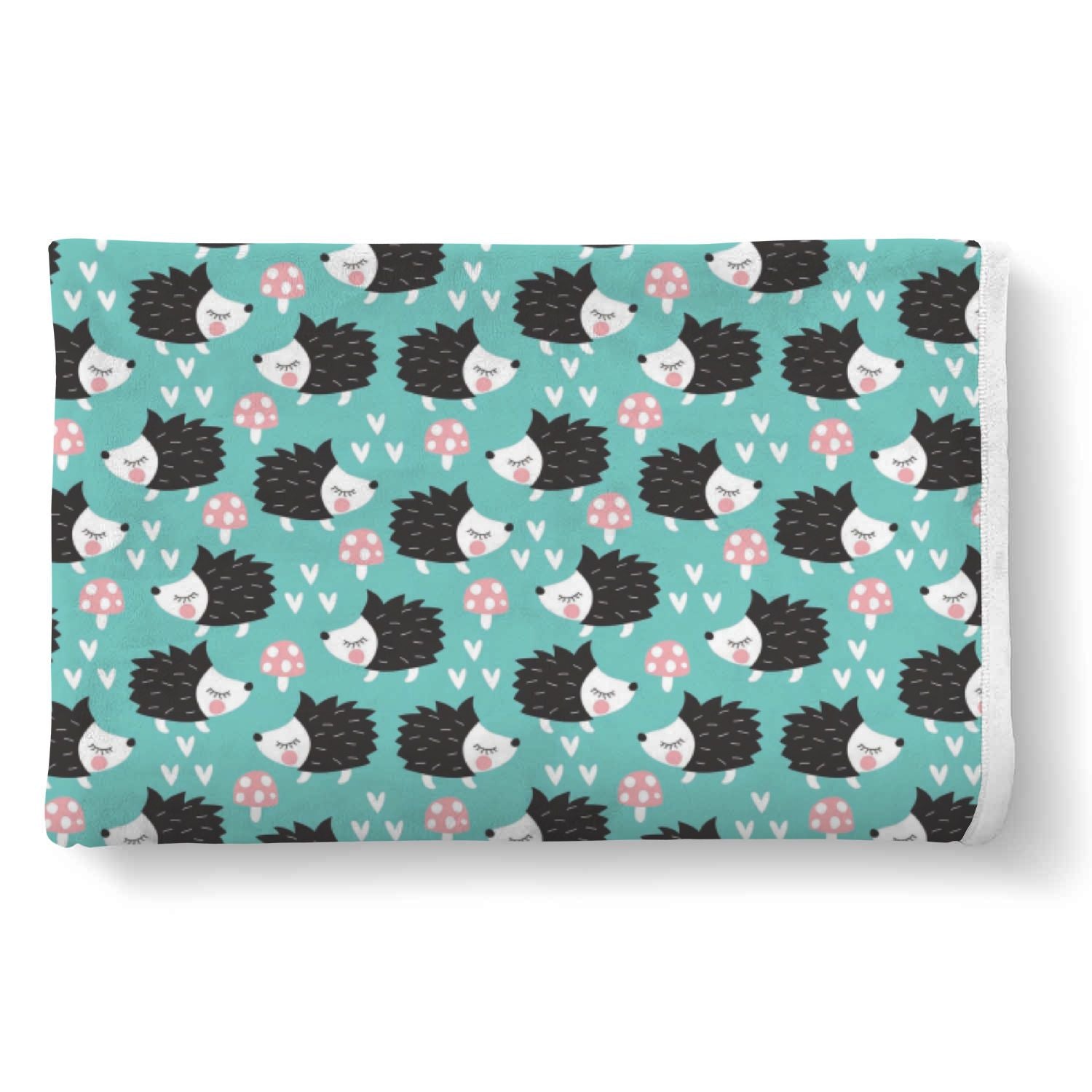 Mushroom Hedgehogs Pattern Print Throw Blanket-grizzshop