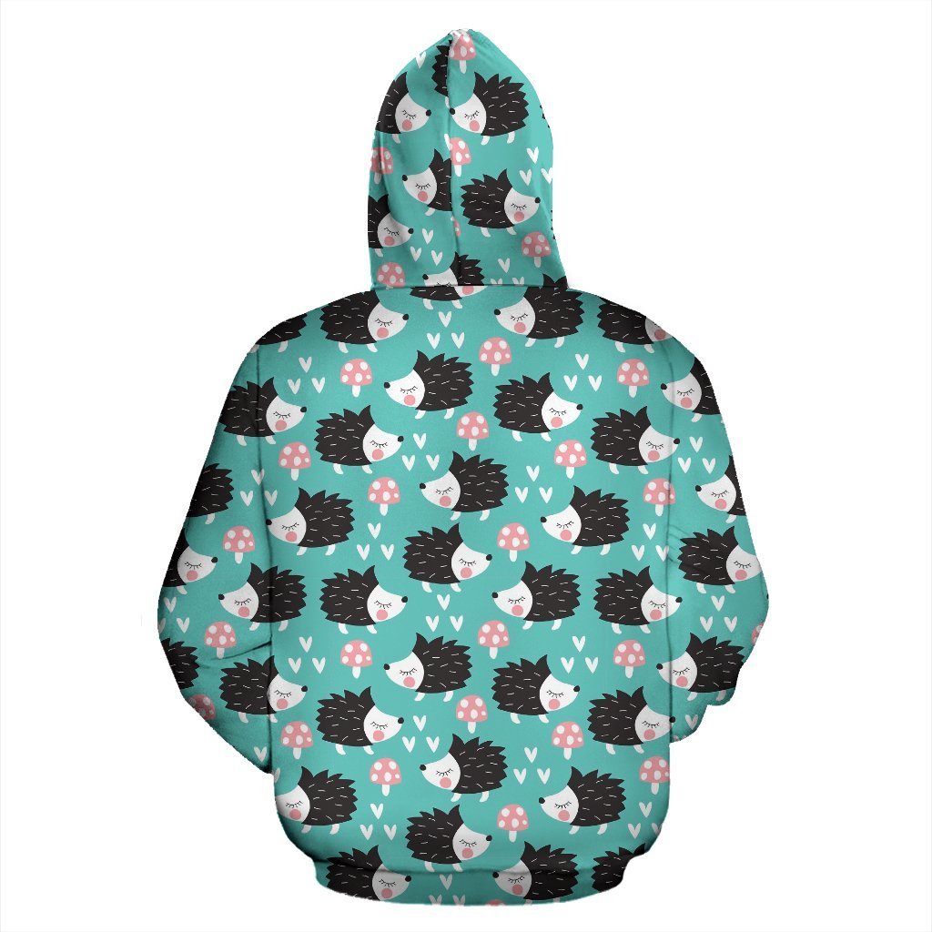 Mushroom Hedgehogs Pattern Print Women Men Pullover Hoodie-grizzshop