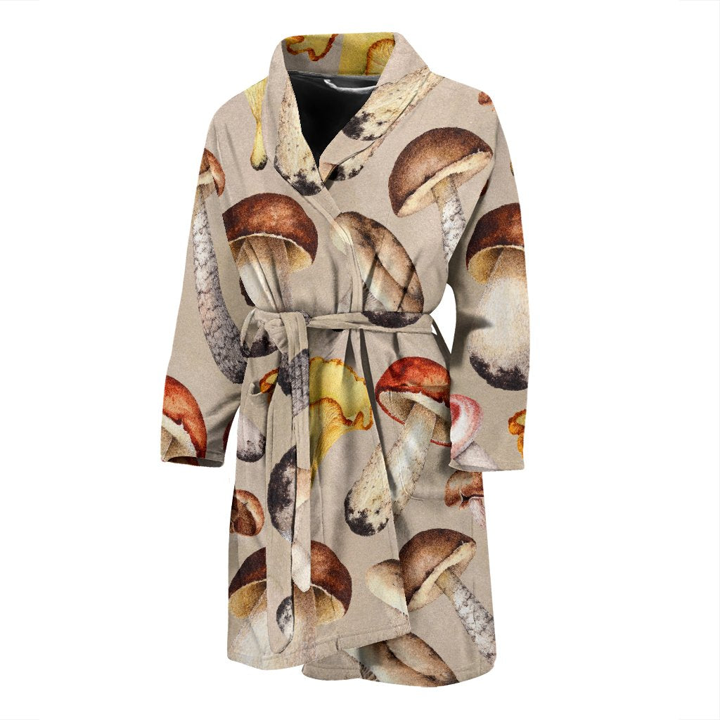 Mushroom Pattern Print Men Long Robe-grizzshop