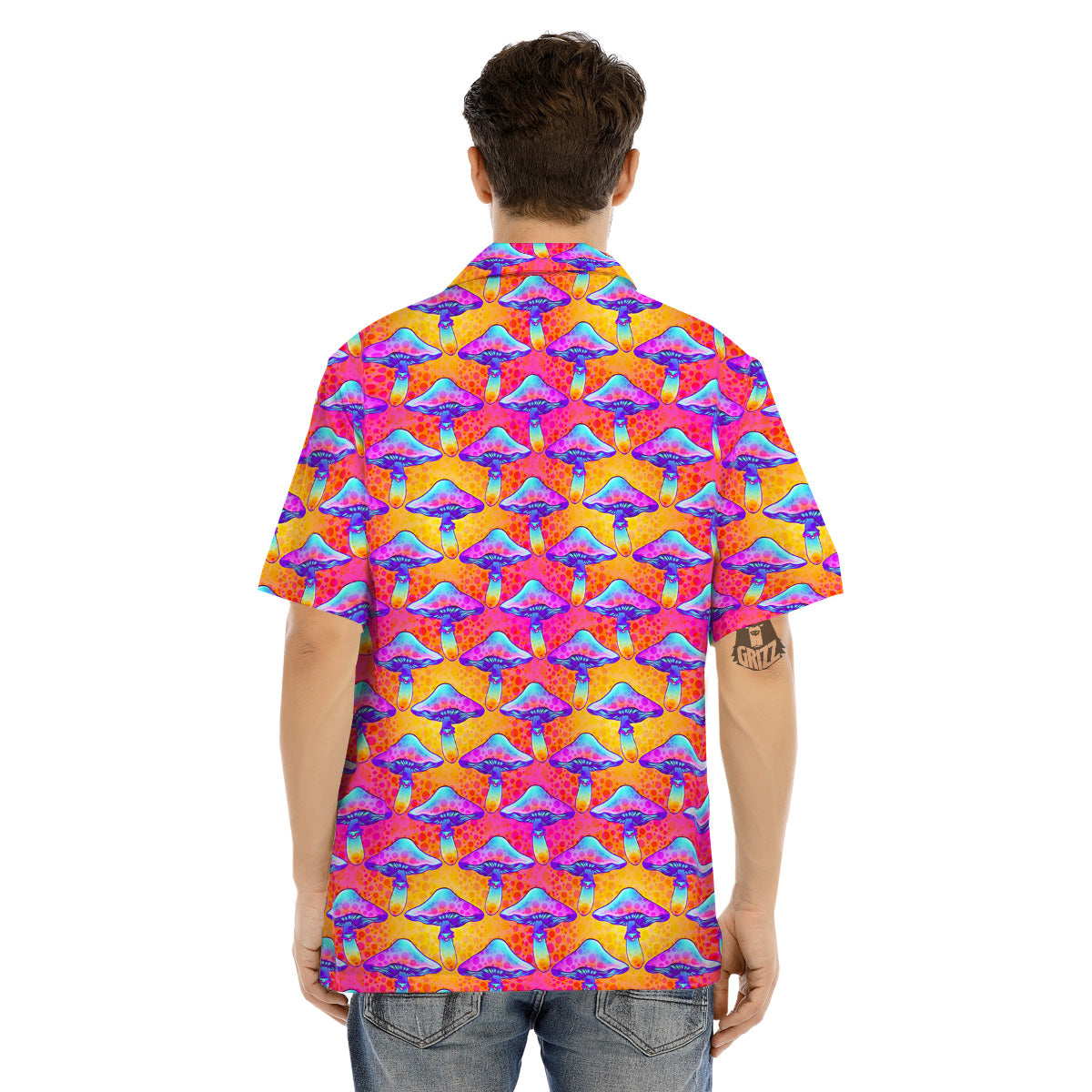 Mushroom Psychedelic Hippie Print Pattern Men's Hawaiian Shirt-grizzshop