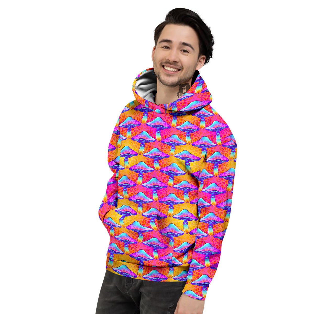 Mushroom Psychedelic Hippie Print Pattern Men's Hoodie-grizzshop