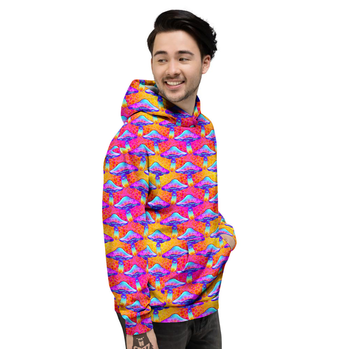 Mushroom Psychedelic Hippie Print Pattern Men's Hoodie-grizzshop