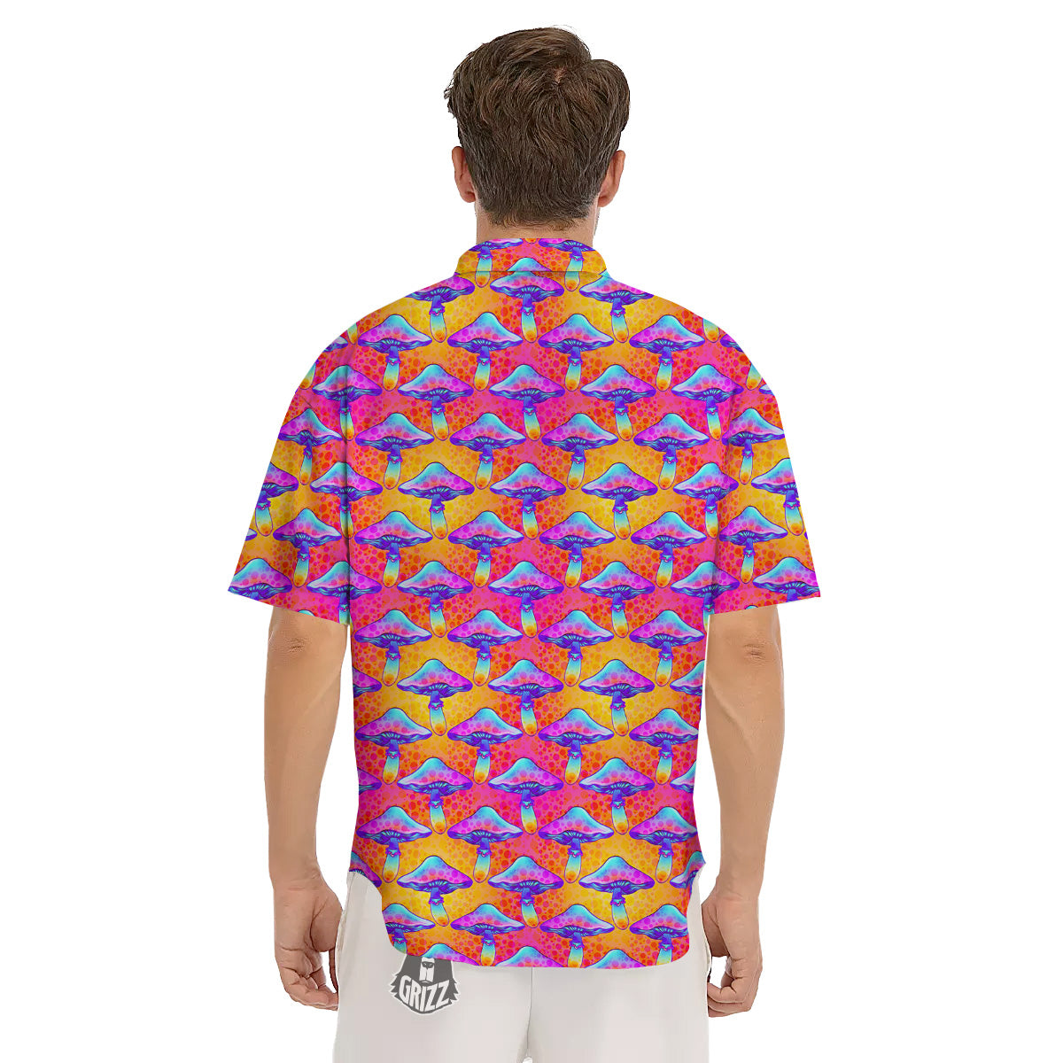 Mushroom Psychedelic Hippie Print Pattern Men's Short Sleeve Shirts-grizzshop