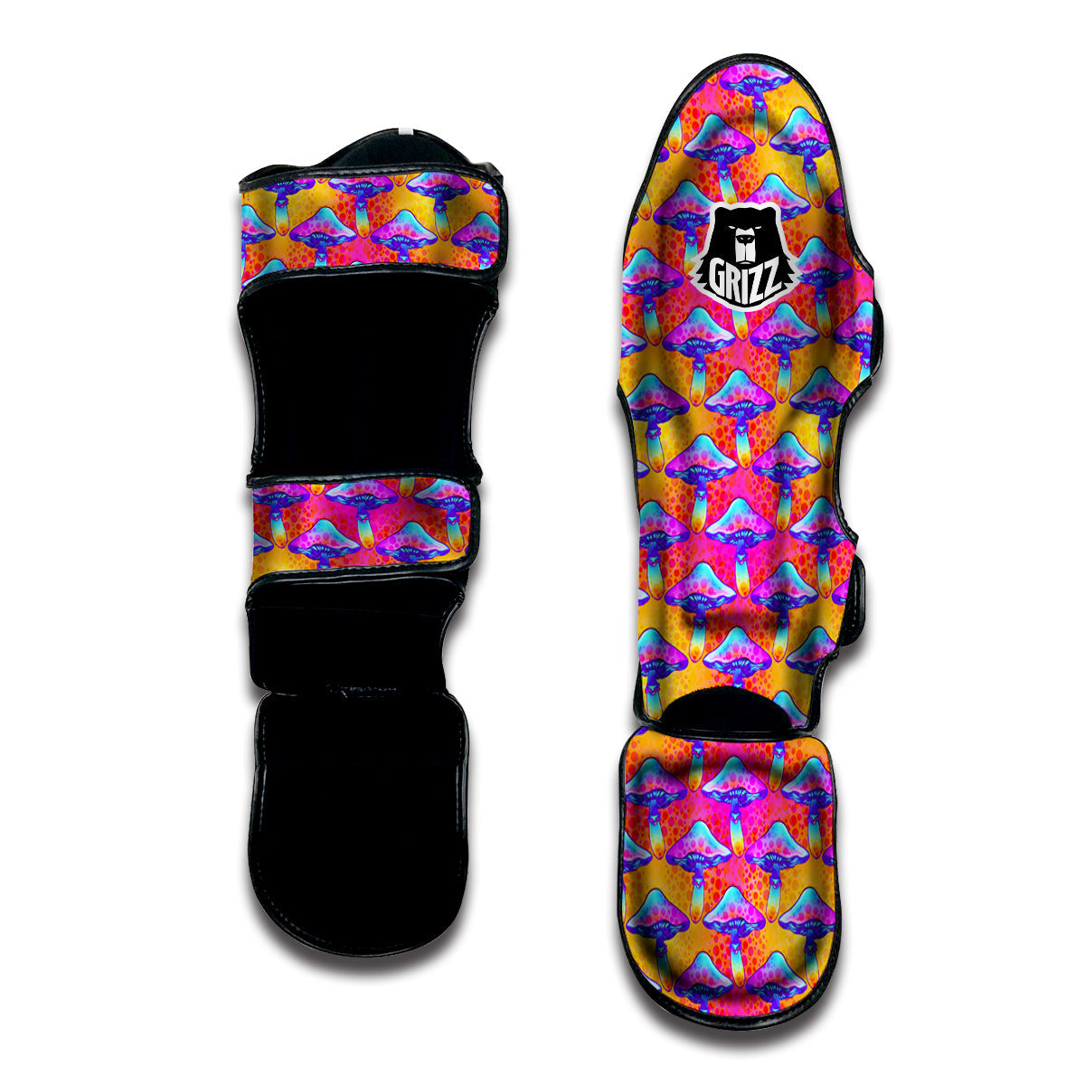 Mushroom Psychedelic Hippie Print Pattern Muay Thai Shin Guards-grizzshop