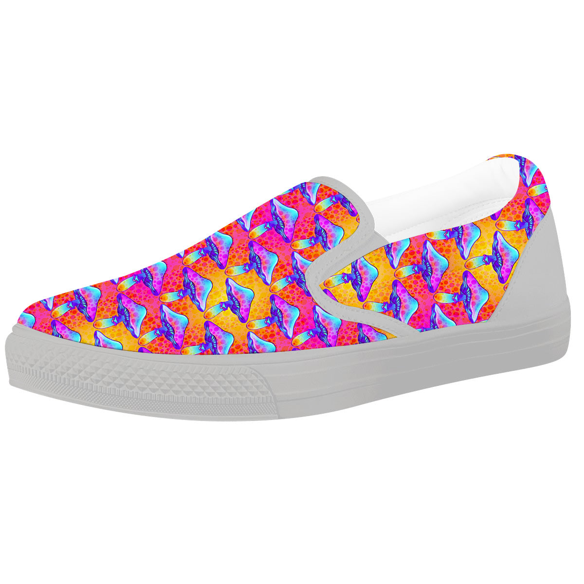 Mushroom Psychedelic Hippie Print Pattern White Slip On Shoes-grizzshop
