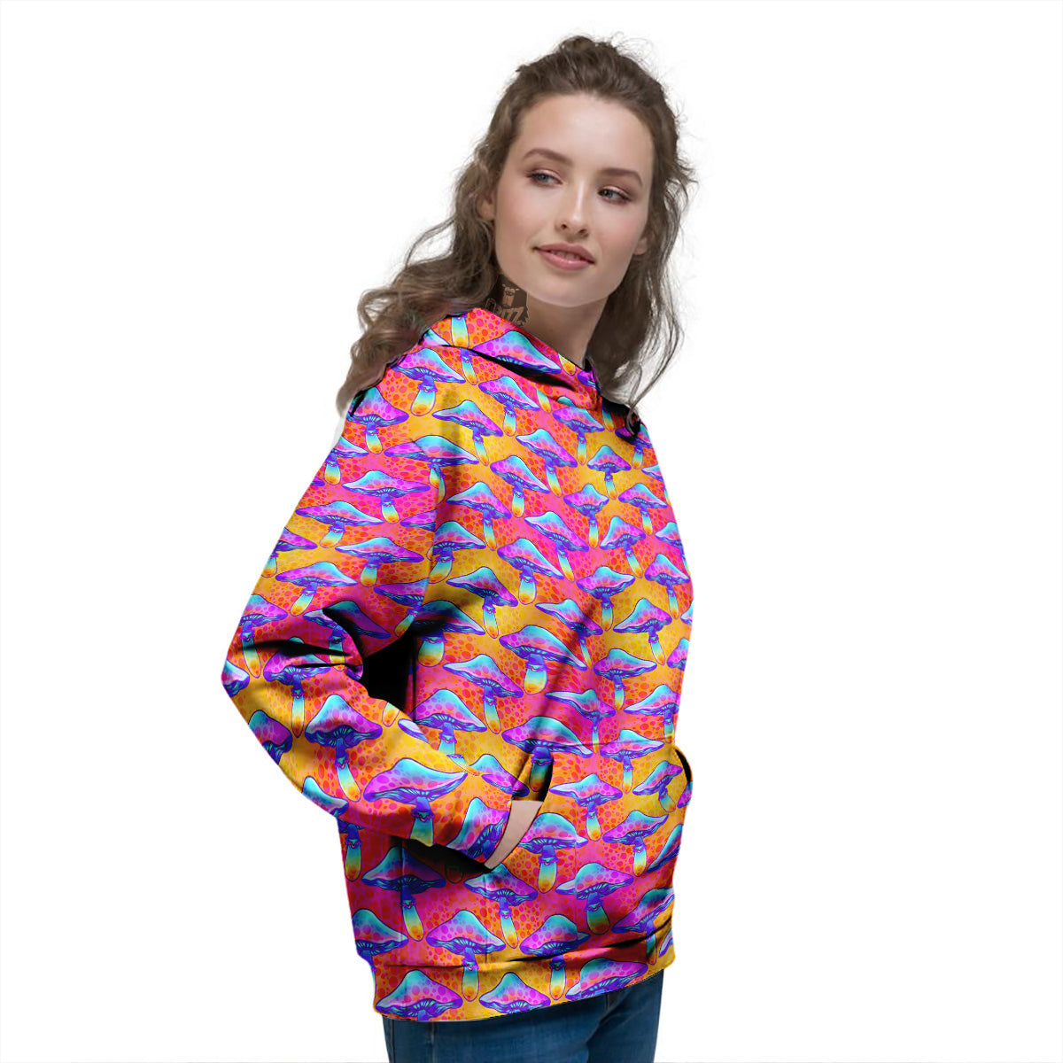 Mushroom Psychedelic Hippie Print Pattern Women's Hoodie-grizzshop