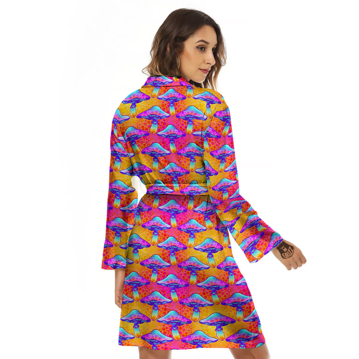 Mushroom Psychedelic Hippie Print Pattern Women's Robe-grizzshop