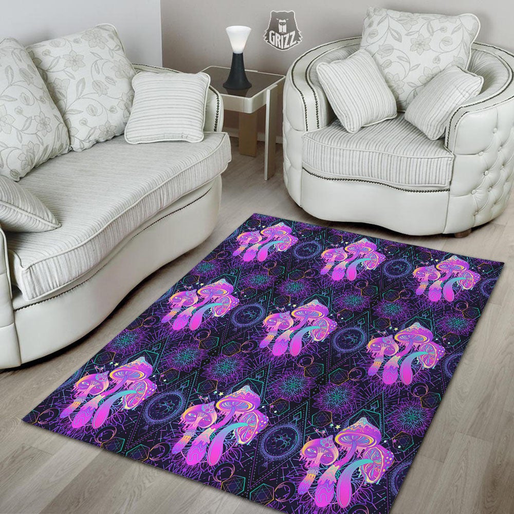 Mushroom Psychedelic Print Pattern Floor Mat-grizzshop