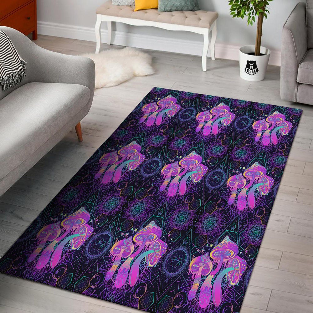 Mushroom Psychedelic Print Pattern Floor Mat-grizzshop