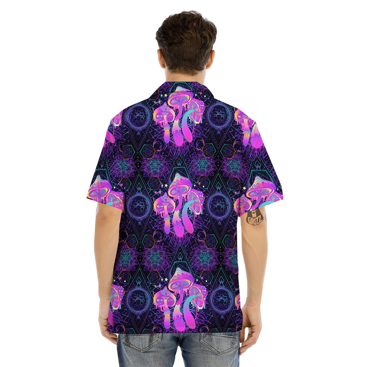 Mushroom Psychedelic Print Pattern Men's Hawaiian Shirt-grizzshop