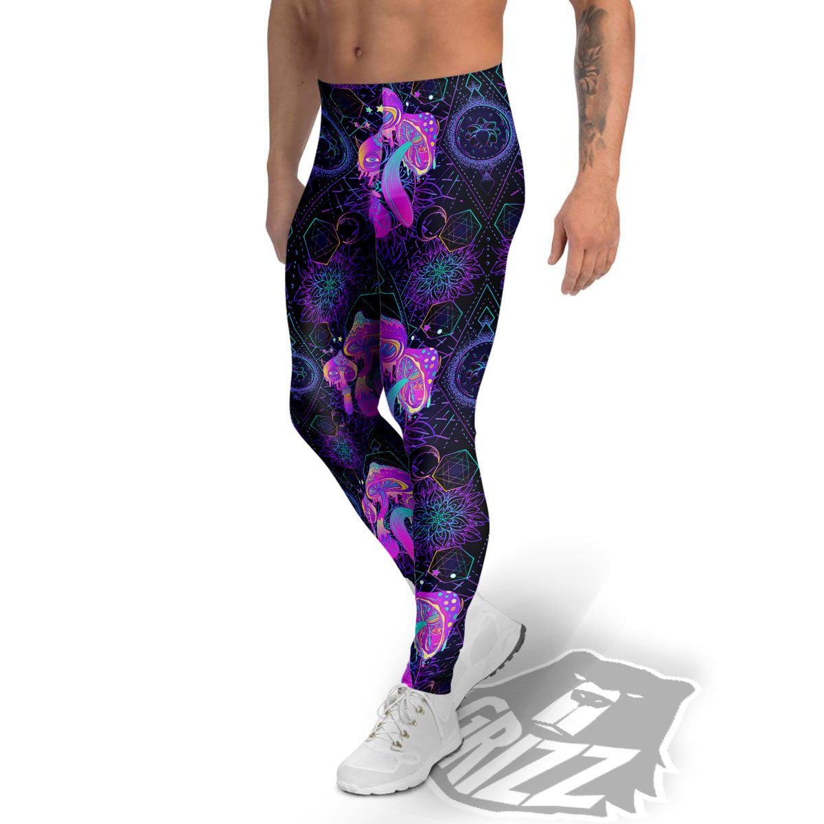 Mushroom Psychedelic Print Pattern Men's Leggings-grizzshop