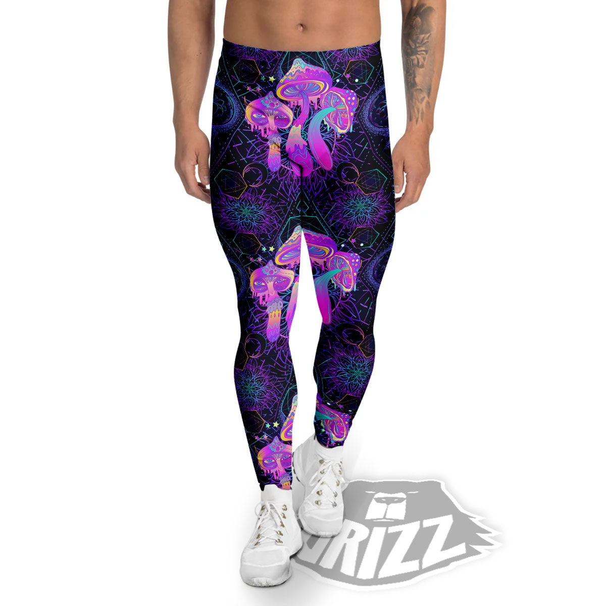 Mushroom Psychedelic Print Pattern Men's Leggings-grizzshop