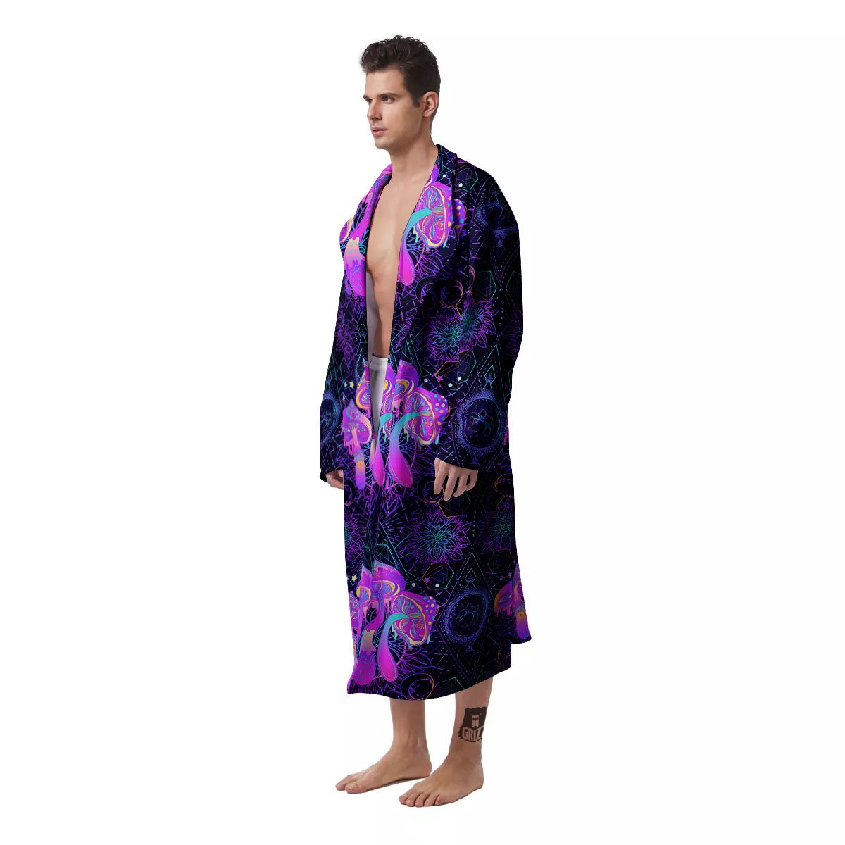Mushroom Psychedelic Print Pattern Men's Robe-grizzshop