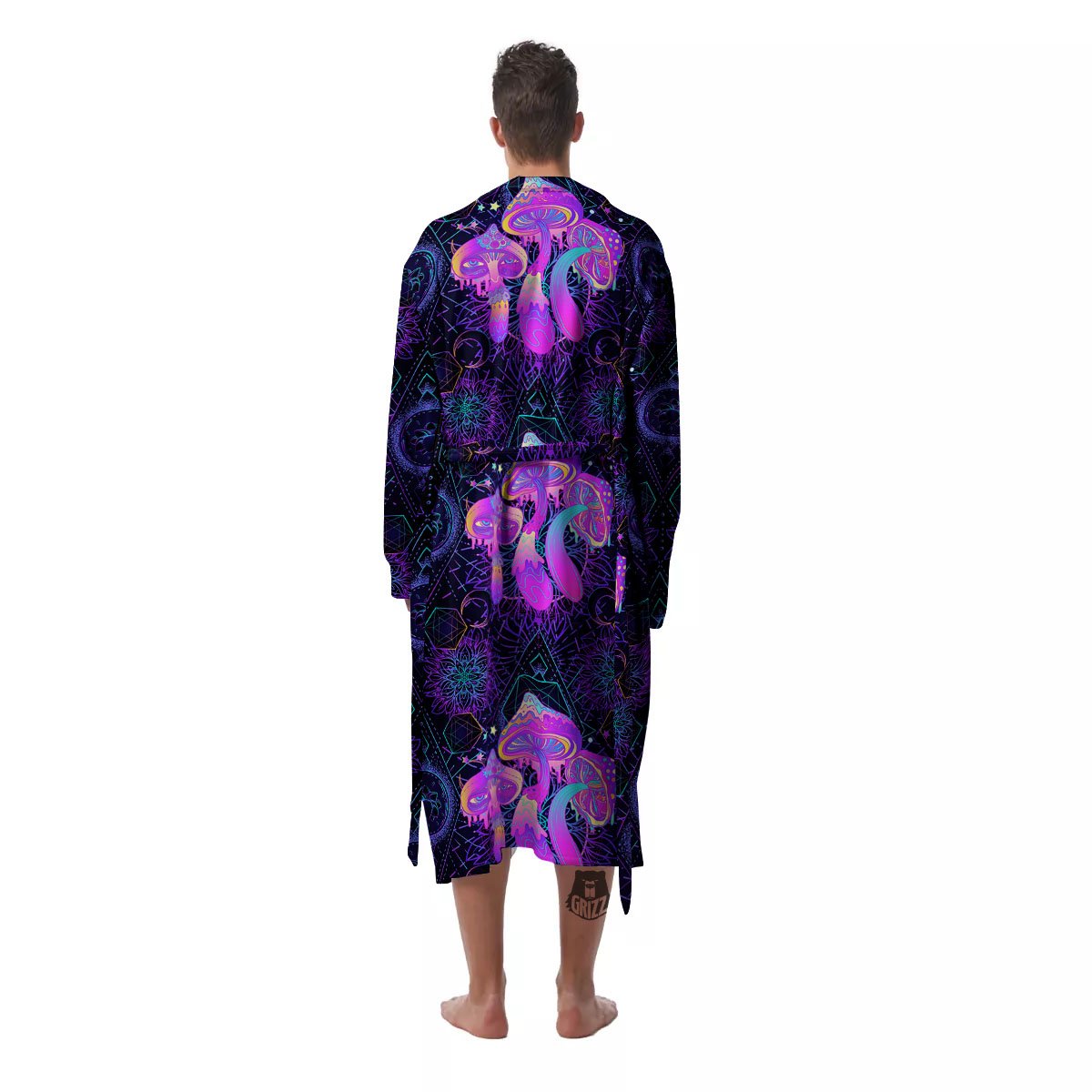 Mushroom Psychedelic Print Pattern Men's Robe-grizzshop