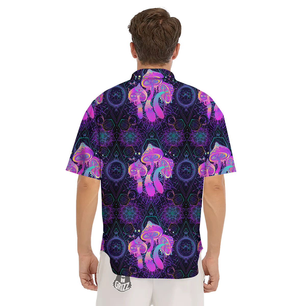 Mushroom Psychedelic Print Pattern Men's Short Sleeve Shirts-grizzshop