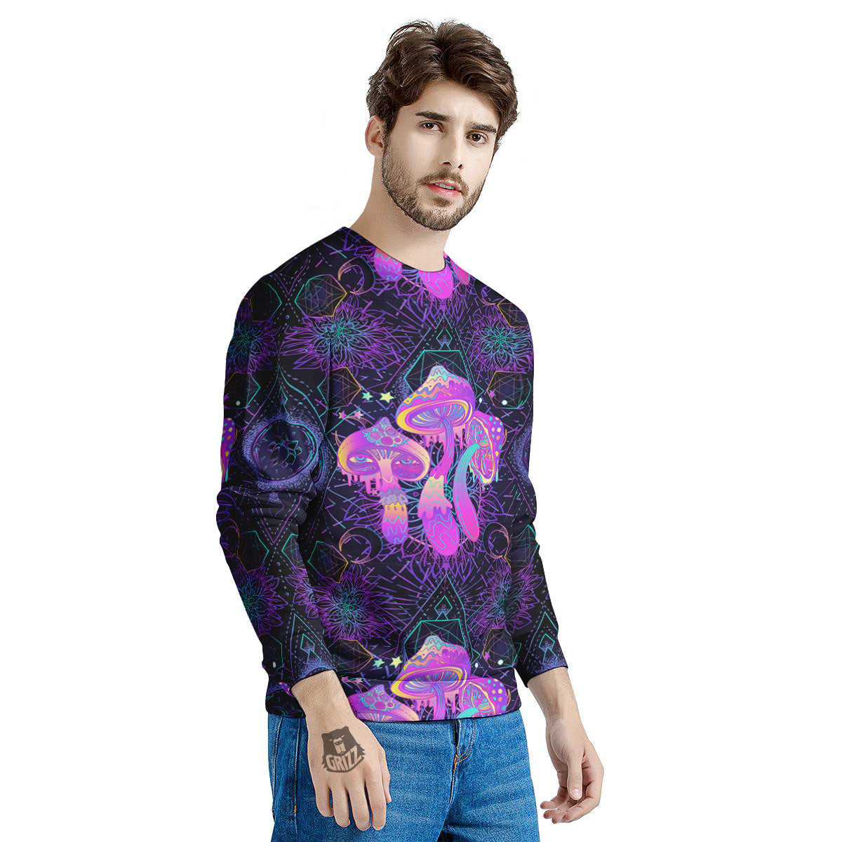 Mushroom Psychedelic Print Pattern Men's Sweatshirt-grizzshop