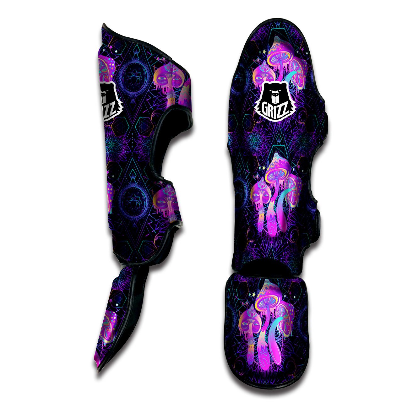 Mushroom Psychedelic Print Pattern Muay Thai Shin Guards-grizzshop