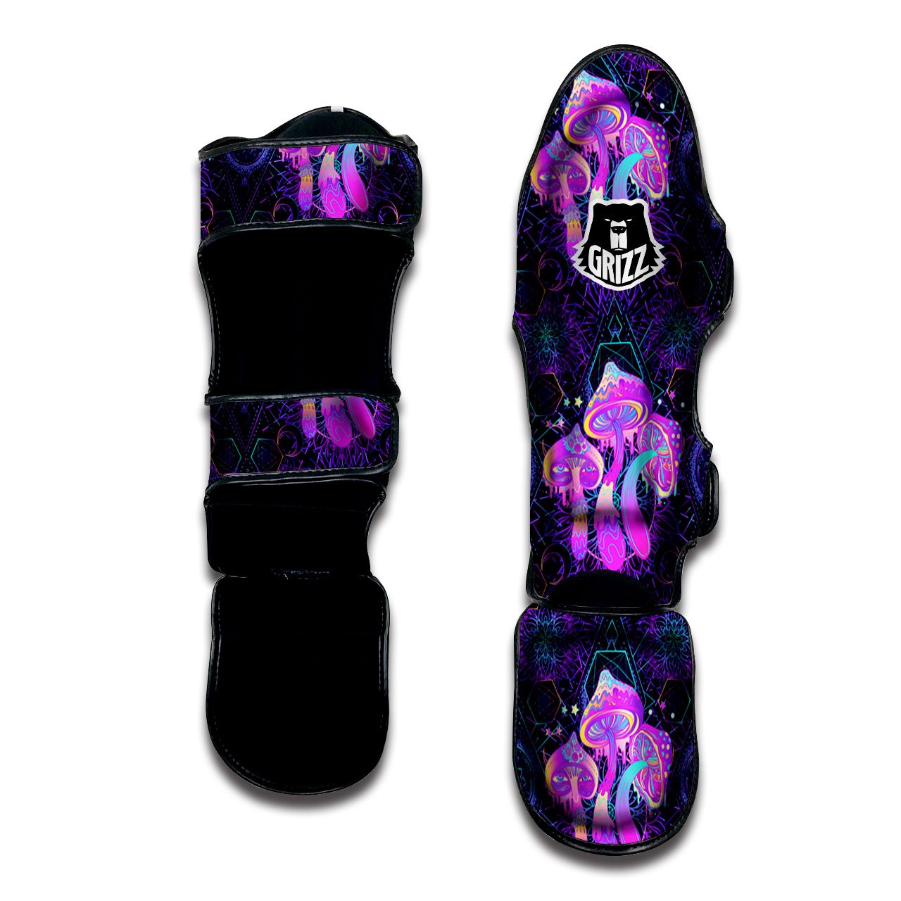 Mushroom Psychedelic Print Pattern Muay Thai Shin Guards-grizzshop