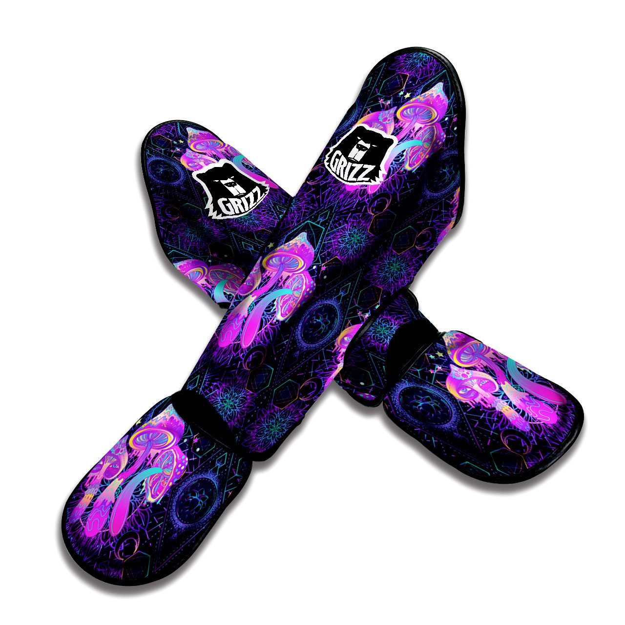 Mushroom Psychedelic Print Pattern Muay Thai Shin Guards-grizzshop