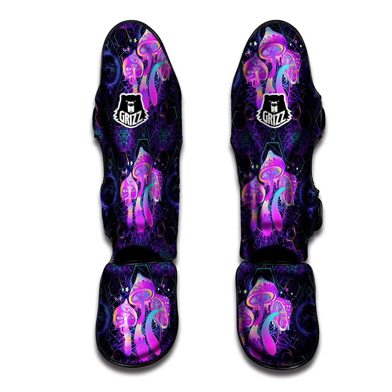 Mushroom Psychedelic Print Pattern Muay Thai Shin Guards-grizzshop