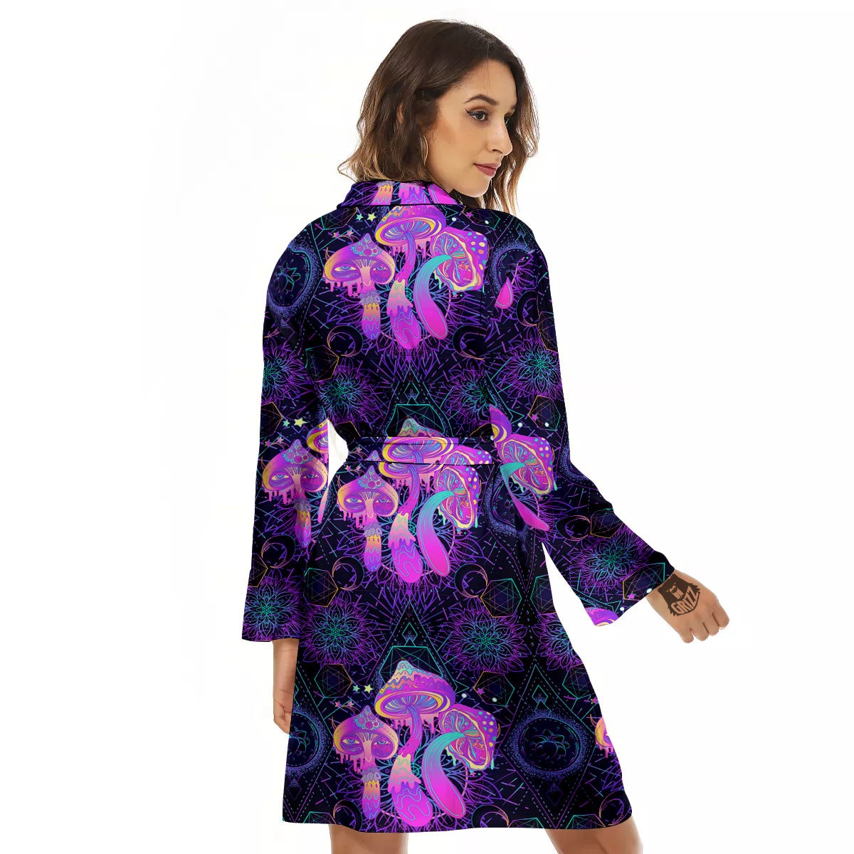 Mushroom Psychedelic Print Pattern Women's Robe-grizzshop