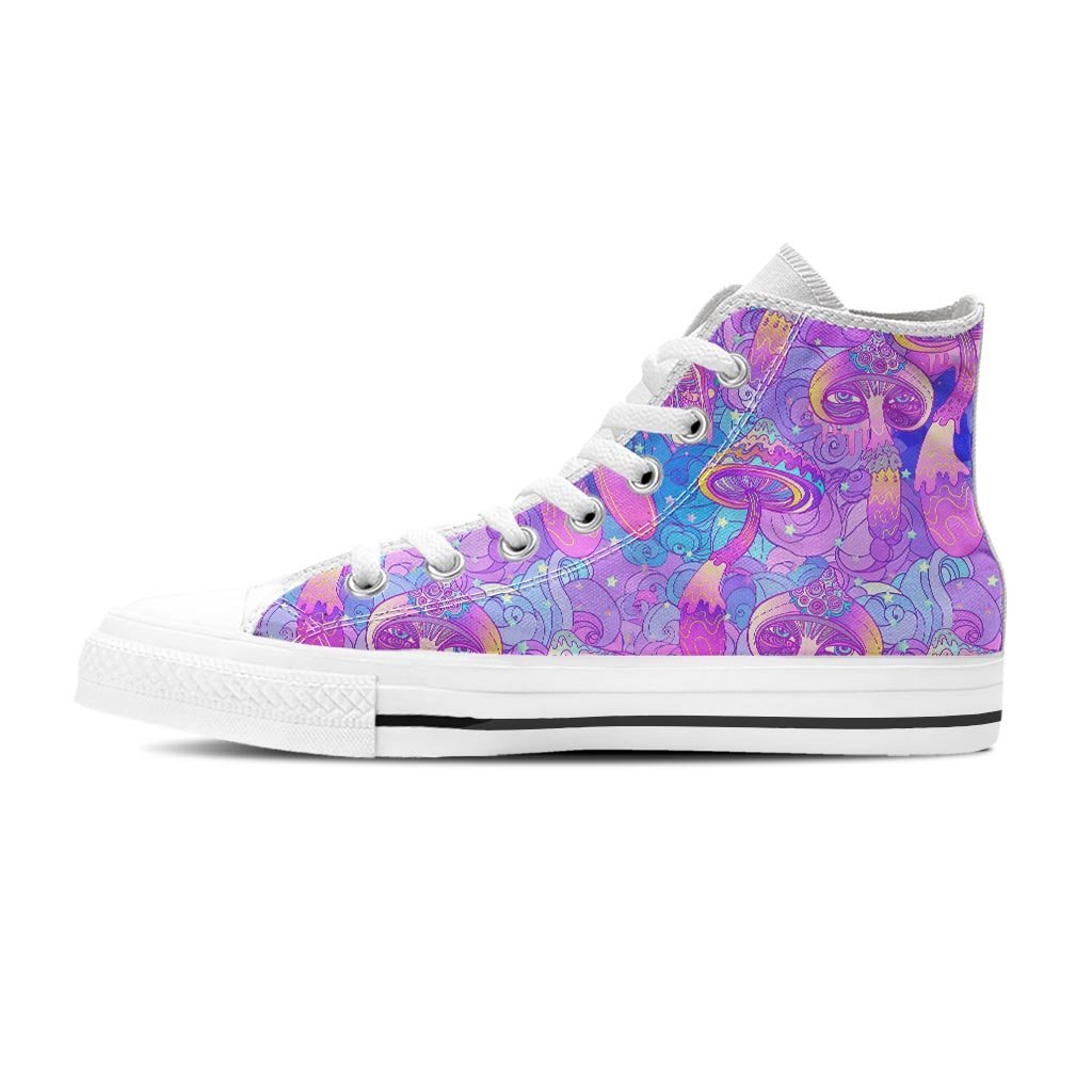 Mushroom Psychedelic Trippy Men's High Top Shoes-grizzshop