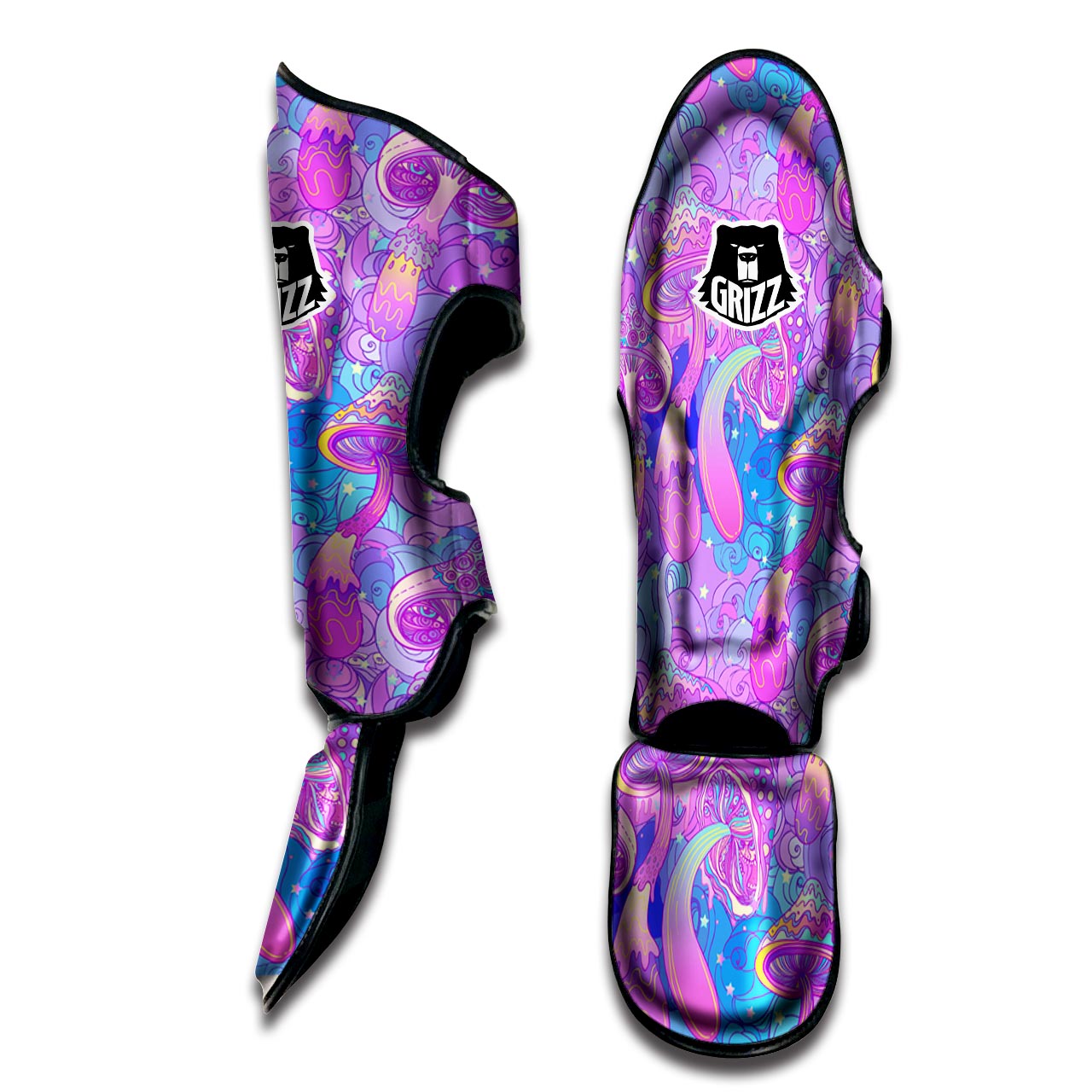 Mushroom Psychedelic Trippy Muay Thai Shin Guard-grizzshop