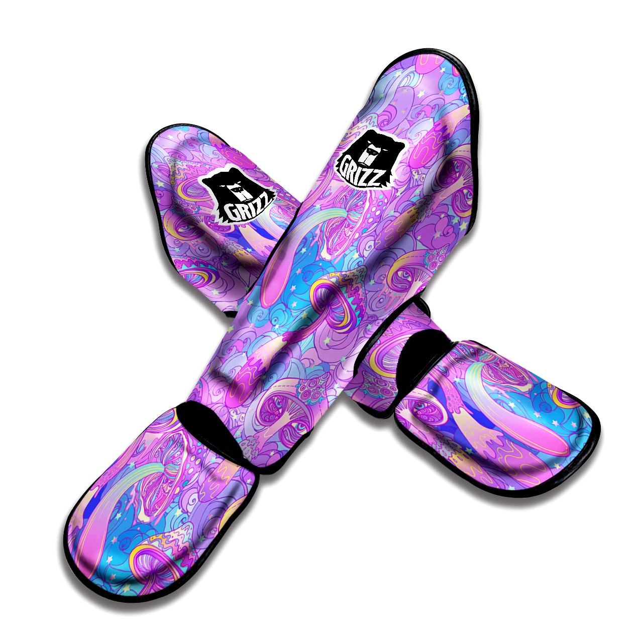 Mushroom Psychedelic Trippy Muay Thai Shin Guard-grizzshop