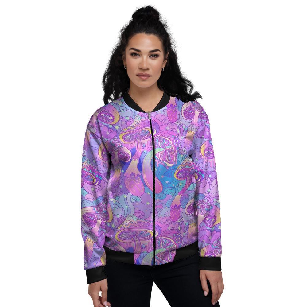 Mushroom Psychedelic Trippy Women's Bomber Jacket-grizzshop